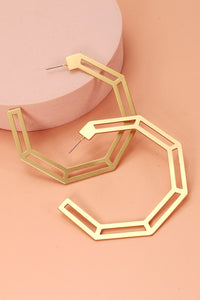 Matte Gold Hexagon Cutout Hoop