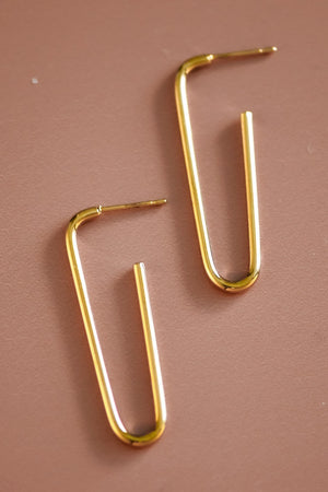 Stainless Steel 18K Gold Long Hoop