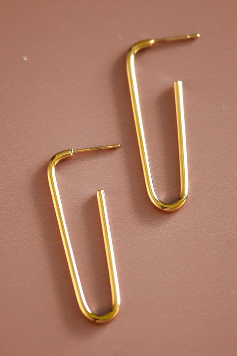 Stainless Steel 18K Gold Long Hoop