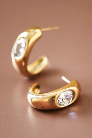 Stainless Steel 18K Gold Jewel Hoop
