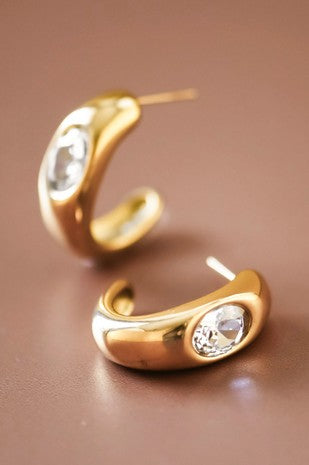 Stainless Steel 18K Gold Jewel Hoop