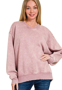Acid Wash Oversized Fleece Pullover