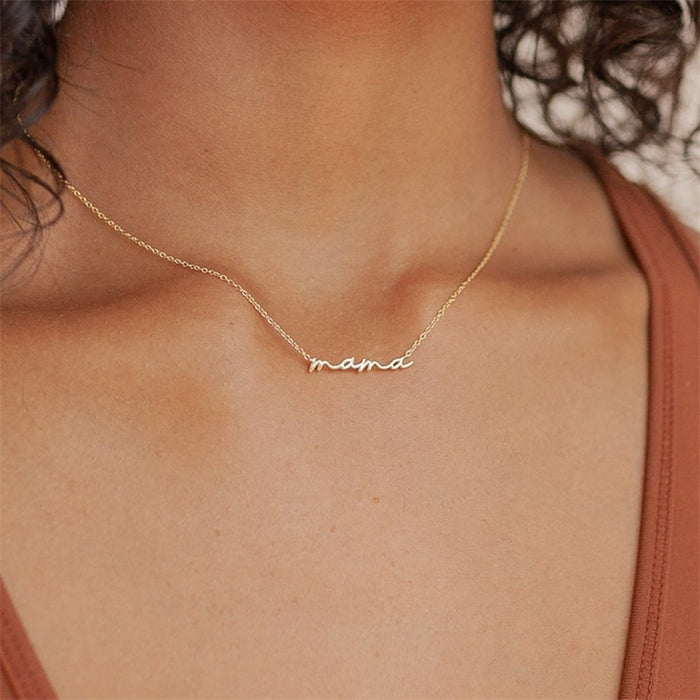 18K Stainless Steel MAMA Necklace