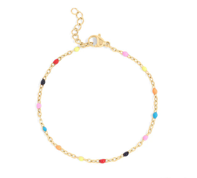 18K Gold Stainless Steel Multi Confetti Chain Bracelet