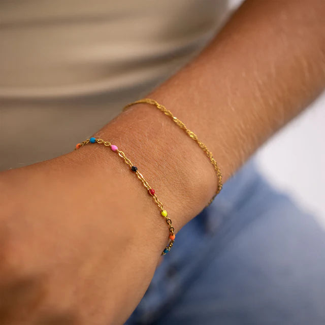 18K Gold Stainless Steel Multi Confetti Chain Bracelet