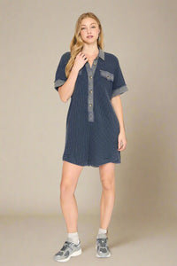 Navy Mineral Wash Romper