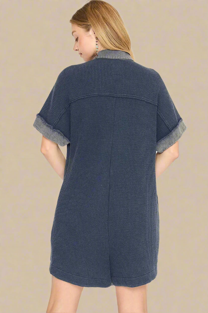 Navy Mineral Wash Romper