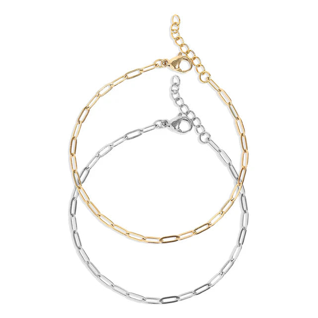 18K Stainless Steel Paperclip Bracelet