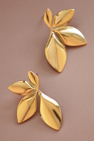 Stainless Steel 18K Gold Flower Petal Studs