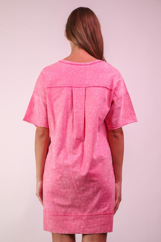 Mineral Washed Knit Oversized Shift Mini Dress