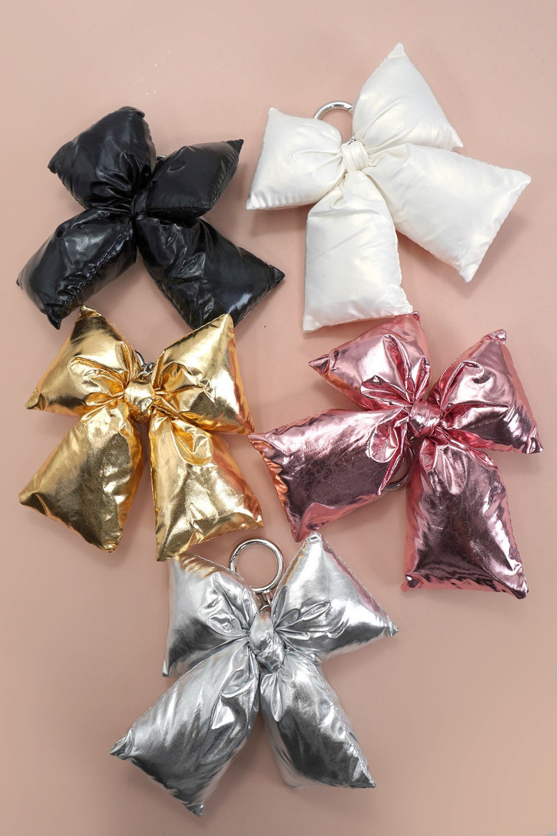 Pink Puffy Bow Ribbon Bag Charm
