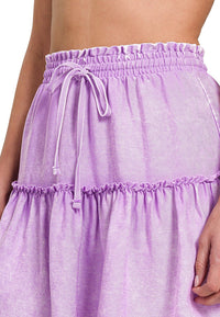 Tencel Washed Tiered Mini Skirt