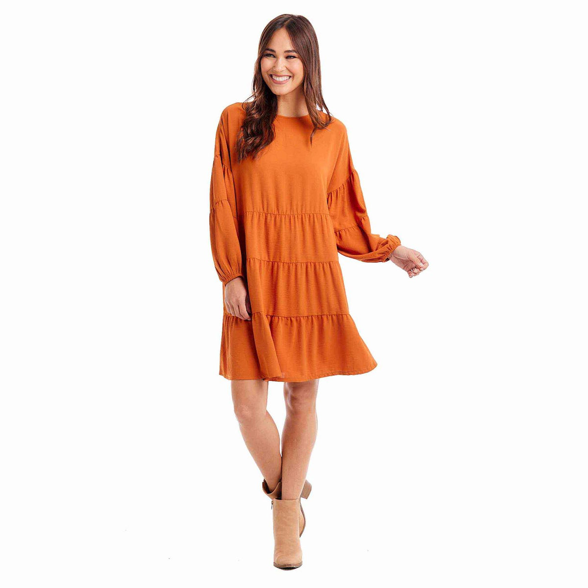 Rust Dallas Tiered Dress