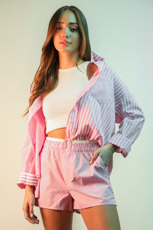 Comfy Striped Oversized Top & Short Set