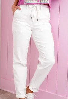 Jordan High Waisted Cuffed Jogger- White