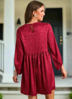 Animal Jacquard Print Long Sleeve Dress