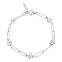 18K Stainless Steel Stone Paperclip Bracelet