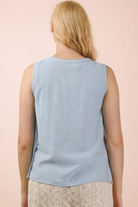 Sky Pinstripe Sleeveless Top