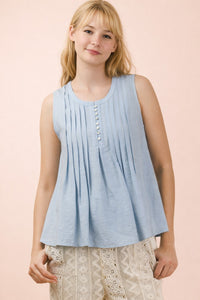 Sky Pinstripe Sleeveless Top