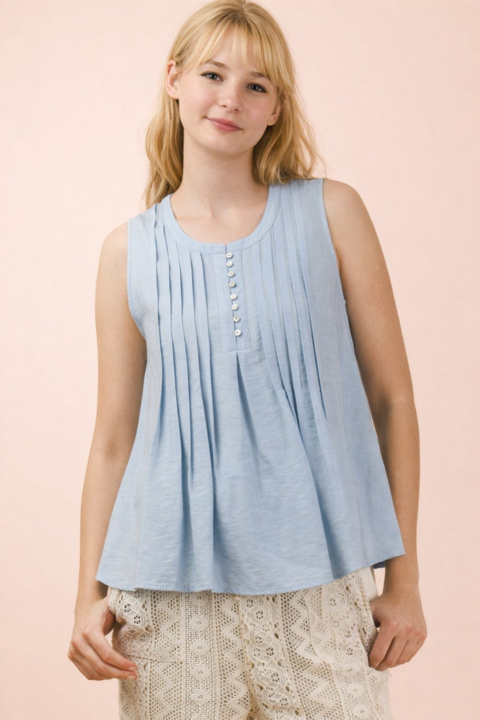 Sky Pinstripe Sleeveless Top