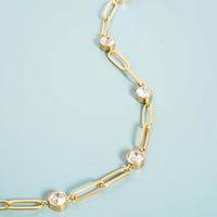 18K Stainless Steel Stone Paperclip Bracelet