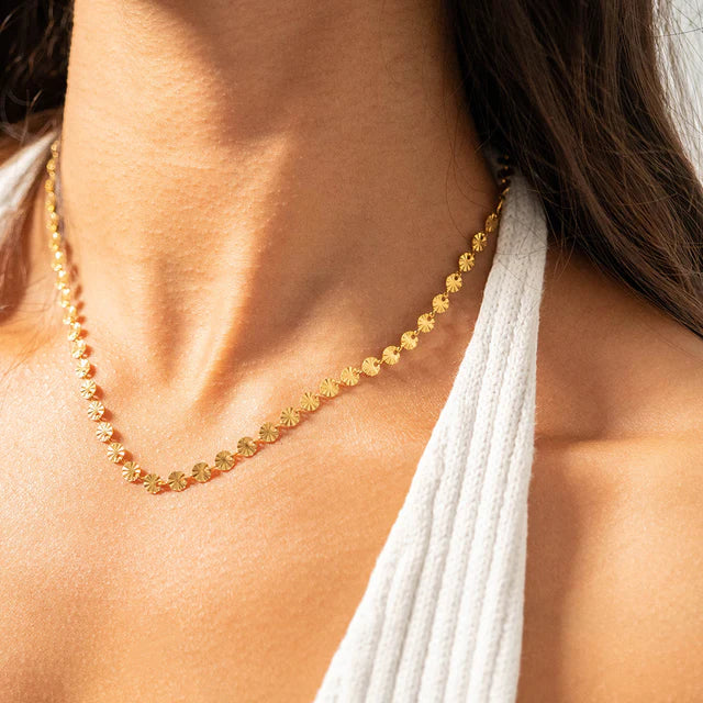 18K Stainless Steel Sunburst Necklace
