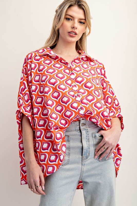 Ogee Printed Button Down Top