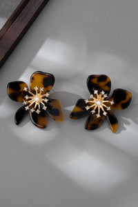 Floral Rhinestone Tort Stud