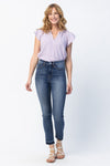 Aubrey Mid Rise Skinny Released Hem Side Slit Jeans