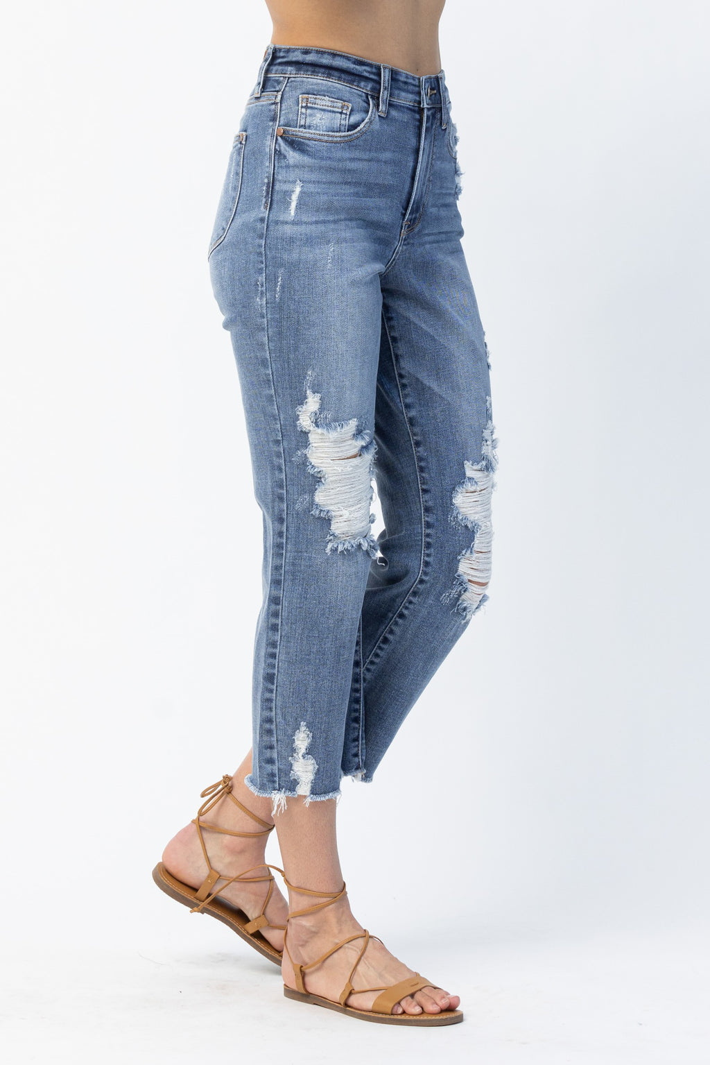 Kinsley Release Hem High Waist Ankle Straight Jeans