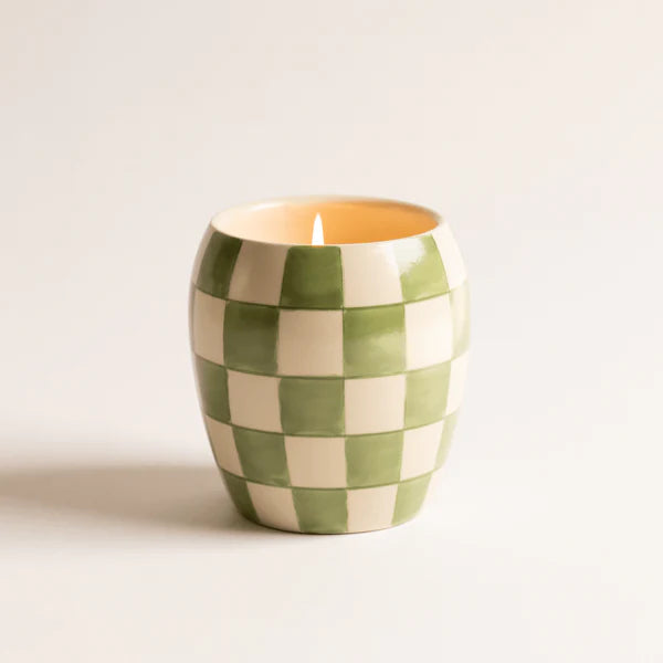 Paddywax- 11 oz Checkered Porcelain Candle