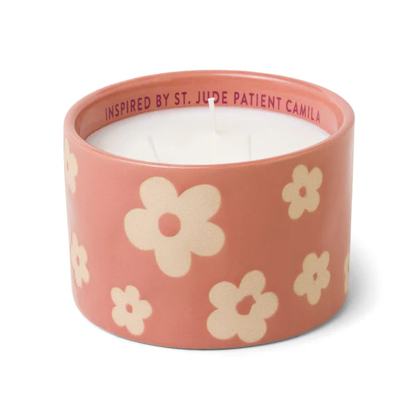 Paddywax- 11 oz Pink Ceramic Flowers Candle