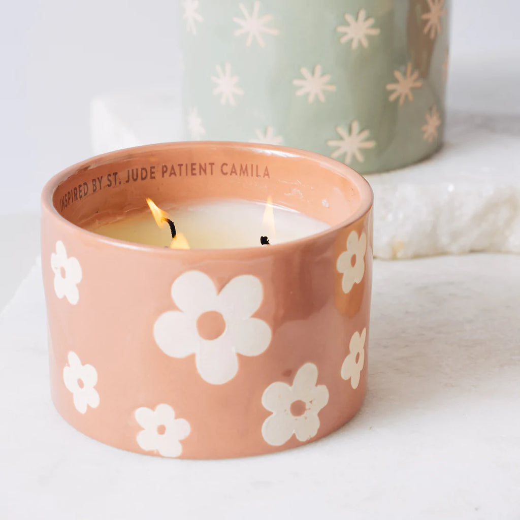 Paddywax- 11 oz Pink Ceramic Flowers Candle